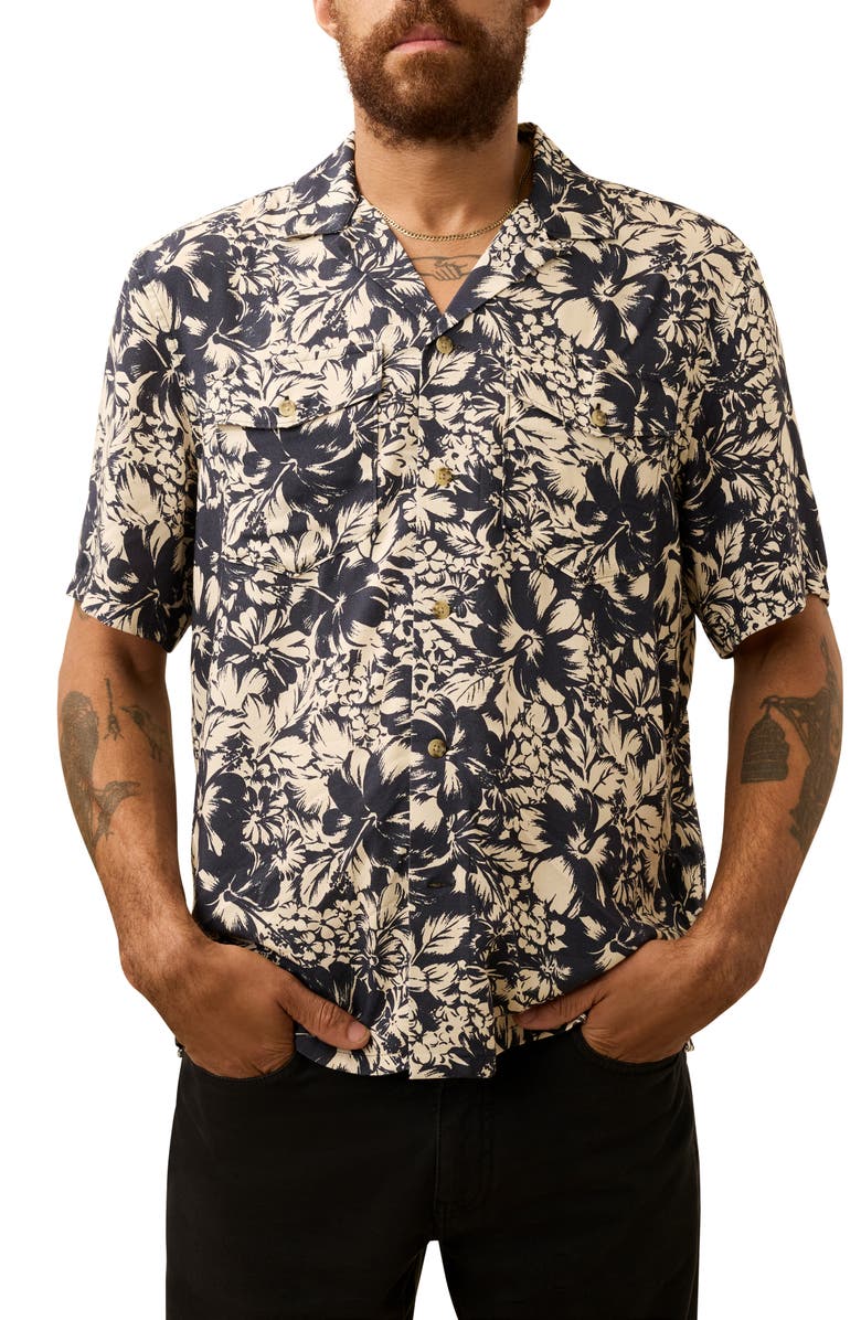 Faherty Bali Camp Shirt, Main, color, Fjord Bloom