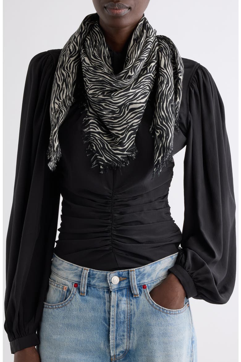Alecia Wool & Cashmere Scarf, Alternate, color, ZEBRA 20ZA