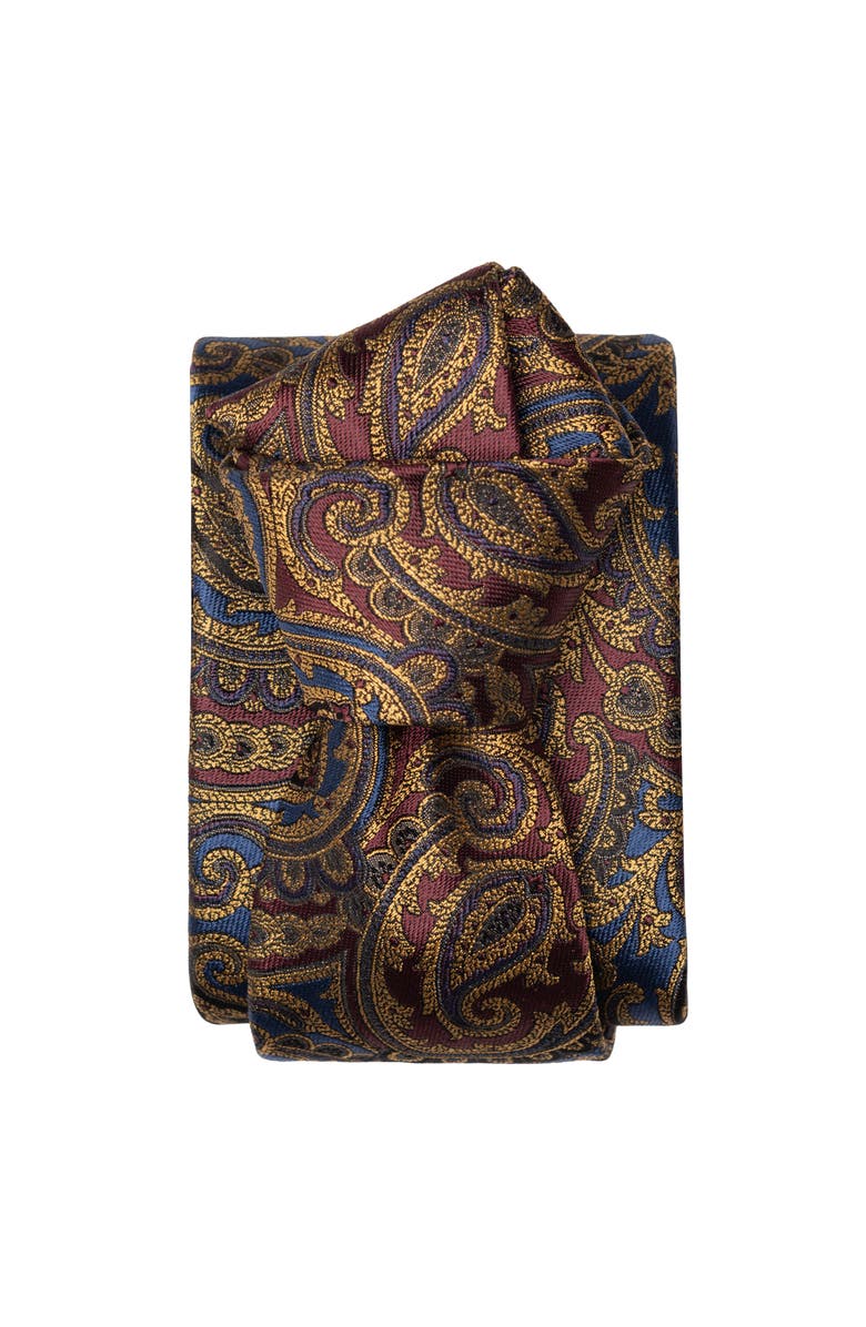 Elizabetta San Carlo - Extra Long Silk Jacquard Tie for Men, Alternate, color, Sapphire And Ruby