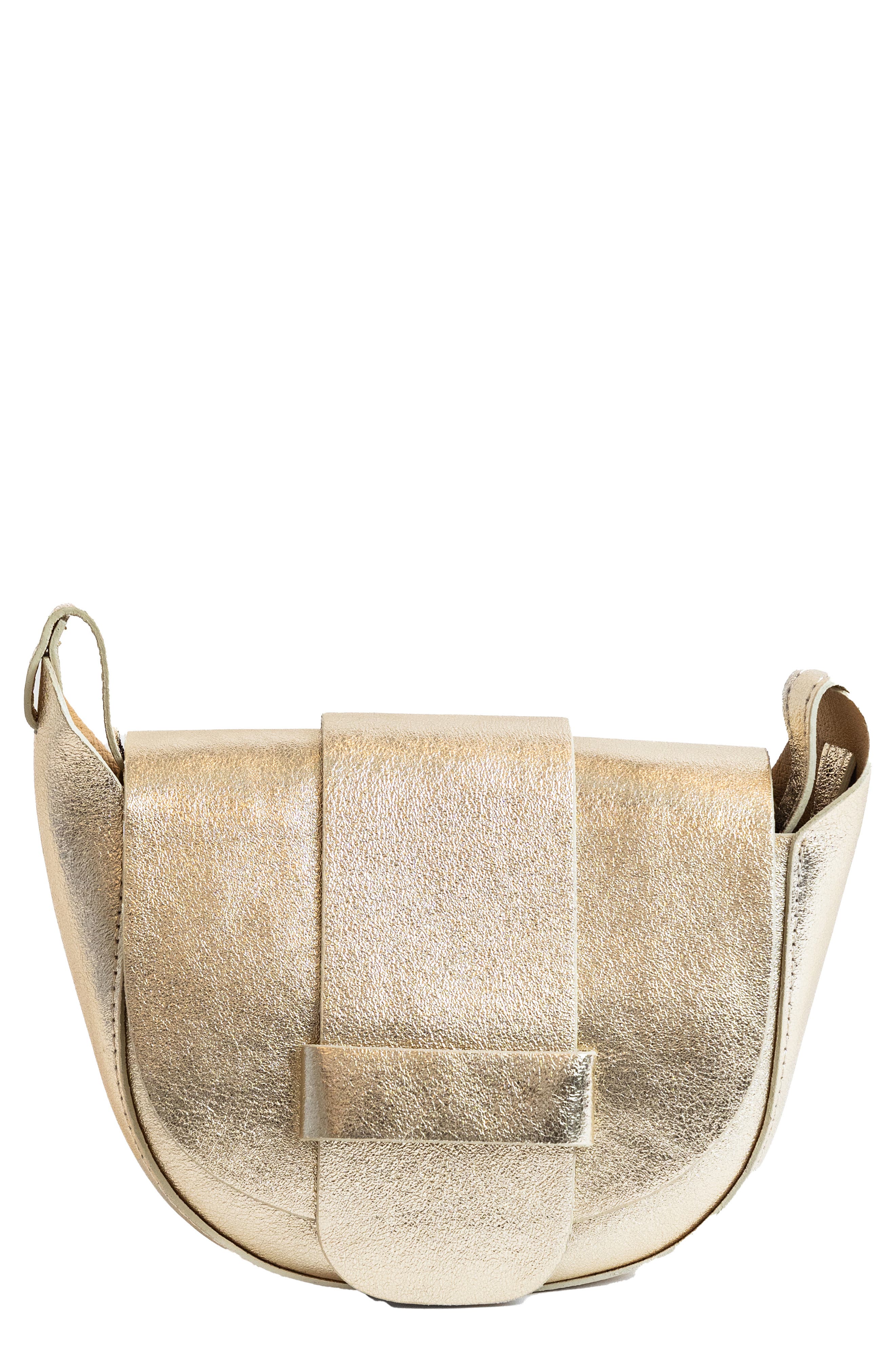 Persaman New York Metallic Leather Crossbody Bag, Main, color, Gold