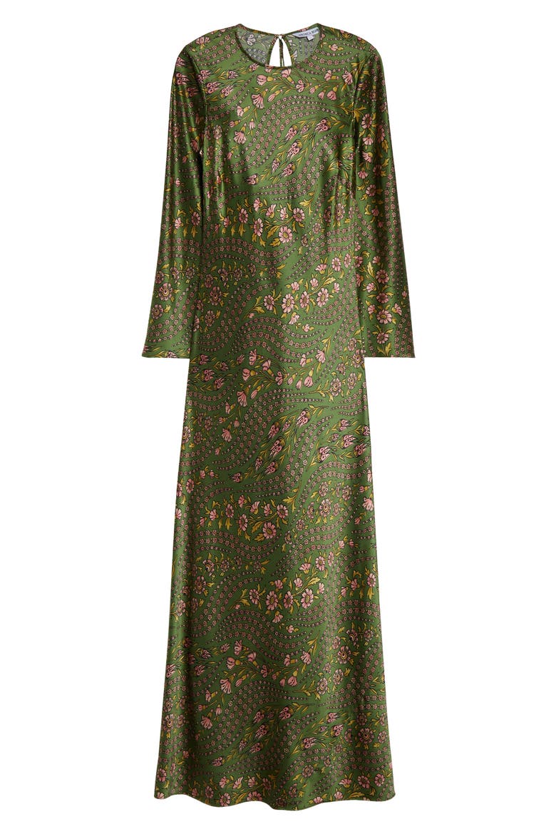 Veronica Beard Gemma Floral Long Sleeve Satin Maxi Dress (Women