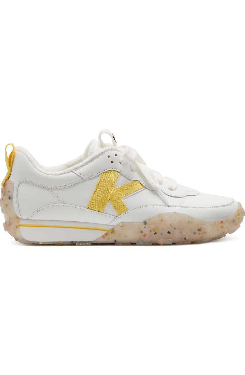 Kate Spade New York k as in kate leather sneaker, Alternate, color, True White/ Yuzu Jam