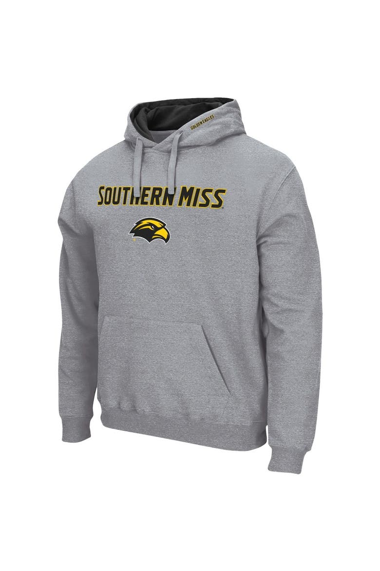 Men's Colosseum Heathered Gray Southern Miss Golden Eagles Arch and Logo Pullover Hoodie, Alternate, color, Heather Gray
