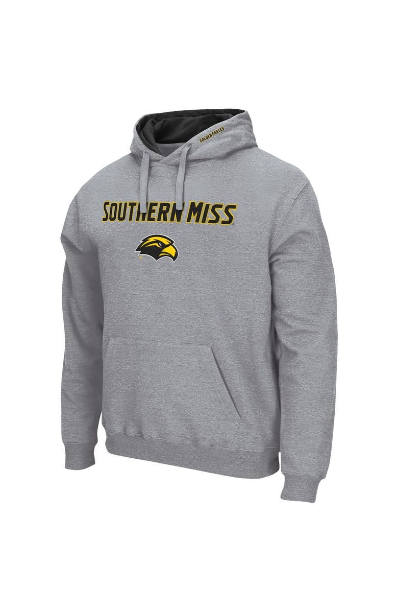 COLOSSEUM Men's Colosseum Heathered Gray Southern Miss Golden Eagles Arch and Logo Pullover Hoodie, Alternate, color, Heather Gray