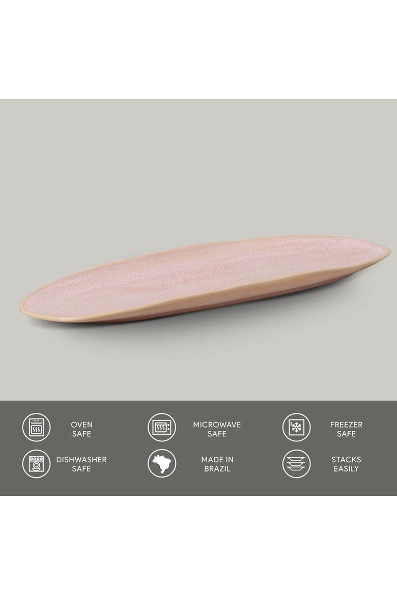Shallow Organic Oval Platter Large Set of 4, Alternate, color, Litchi