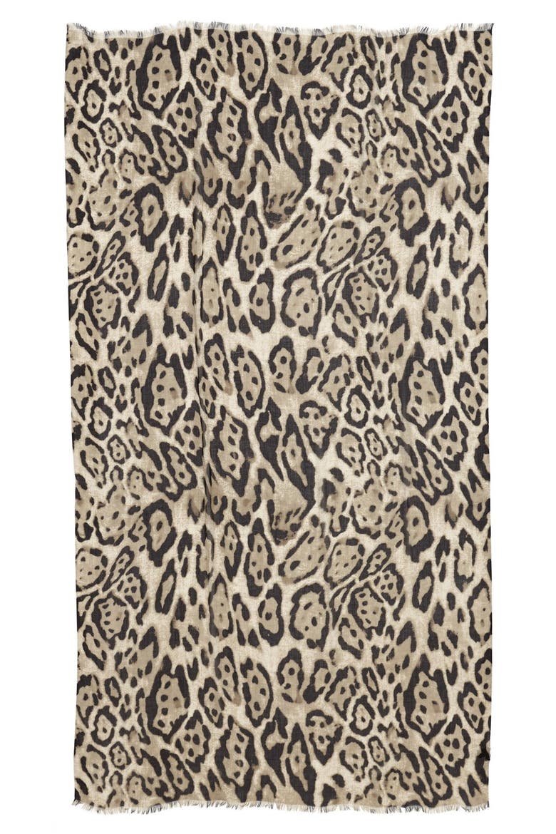 Leopard Print Scarf, Alternate, color, LIGHT TAUPE