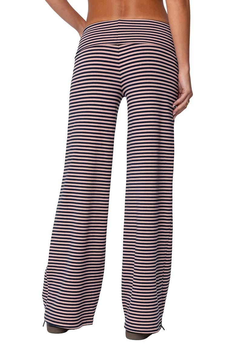 Lilah Stripe Foldover Wide Leg Pants, Alternate, color, NAVY-AND-PINK