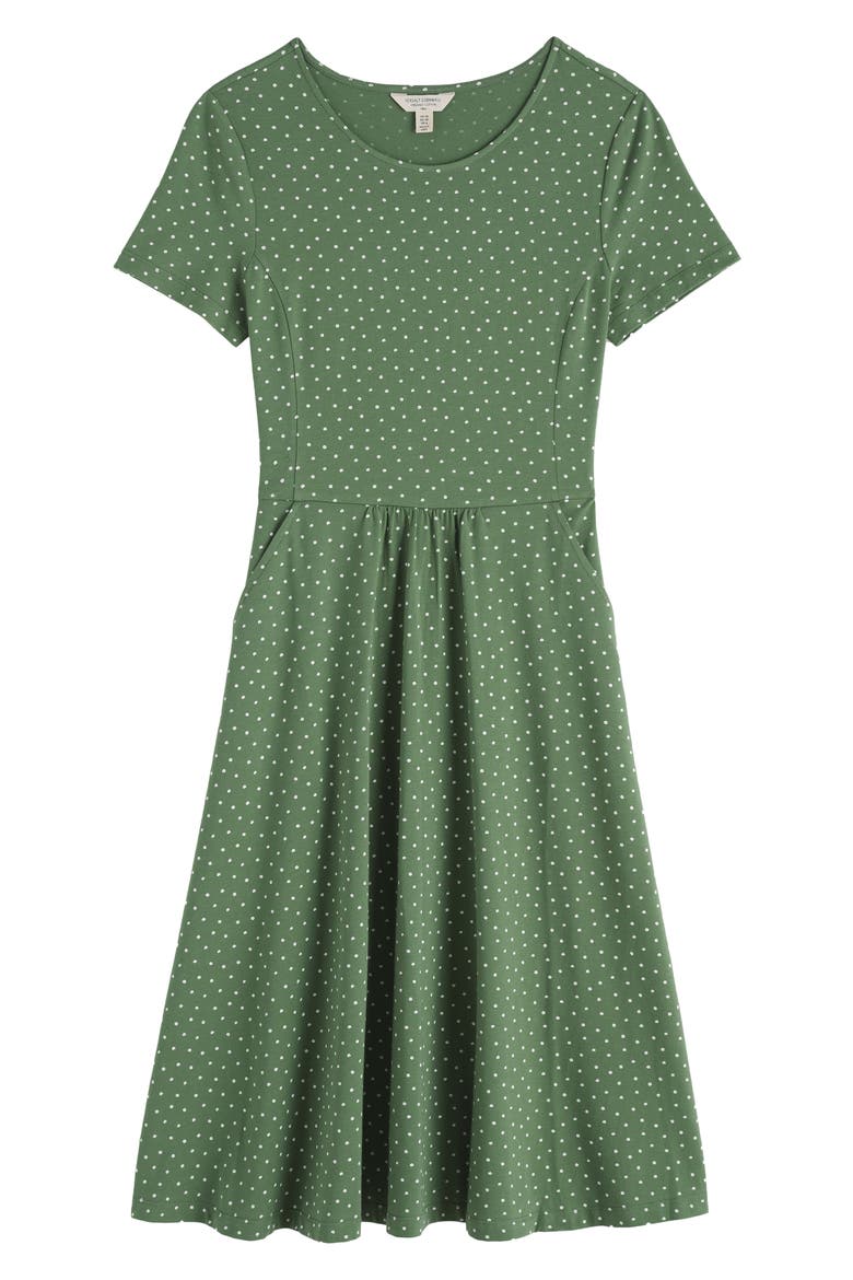 April Short Sleeve Fit & Flare Dress, Alternate, color, LITTLE SPONGE SPOT DRIED BASIL