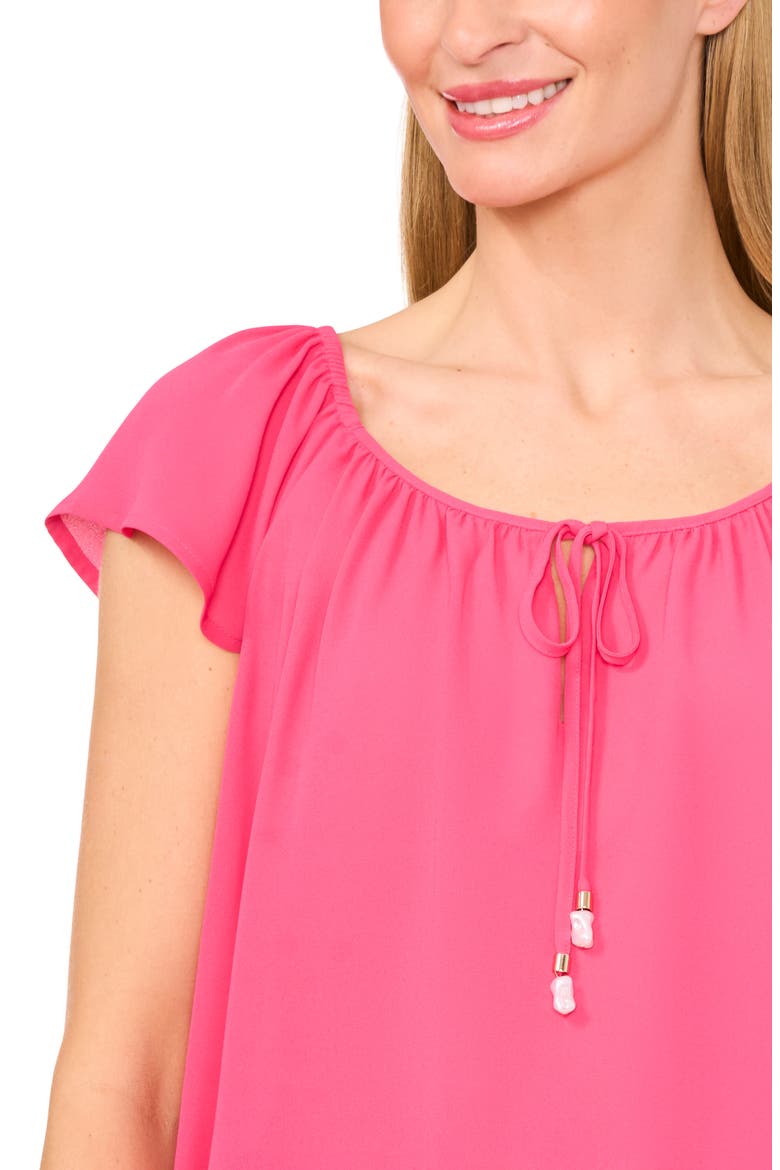 Scoop Neck Flutter Sleeve Top, Alternate, color, MAGENTA