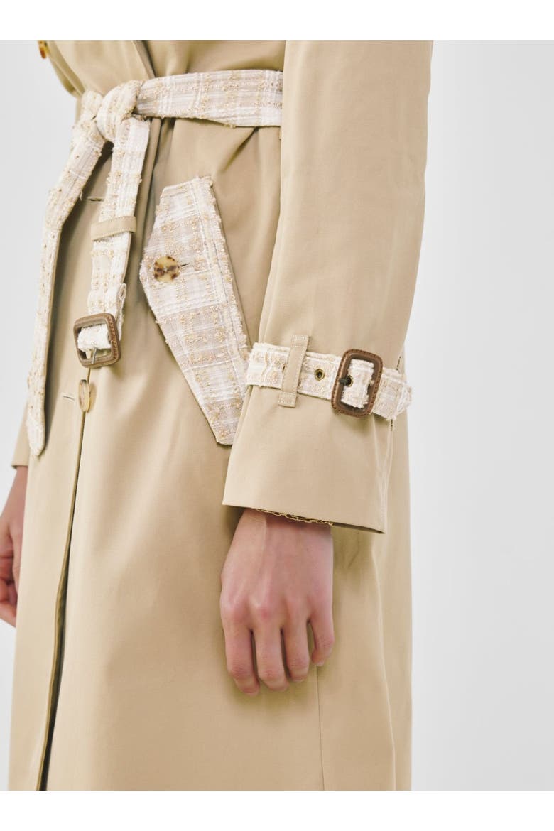 Twill & Tweed Contrast Trench, Alternate, color, Beige