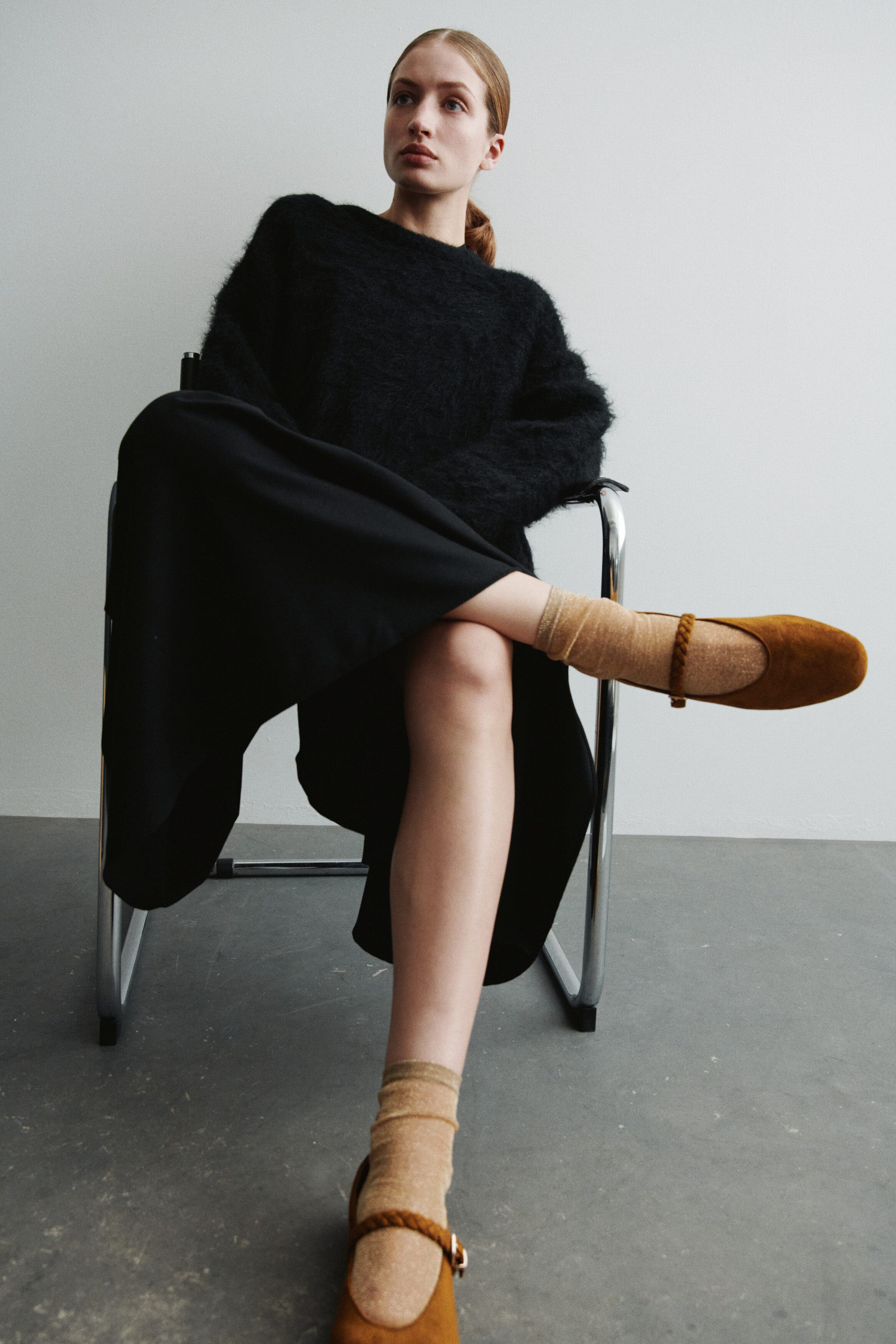 H&M Mary Jane Ballet Flats, Alternate, color, Brown