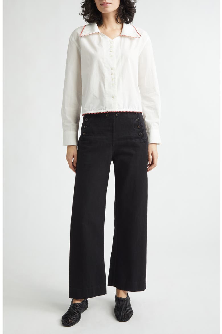 Redbud Cotton Poplin Button-Up Shirt, Alternate, color, WHITE