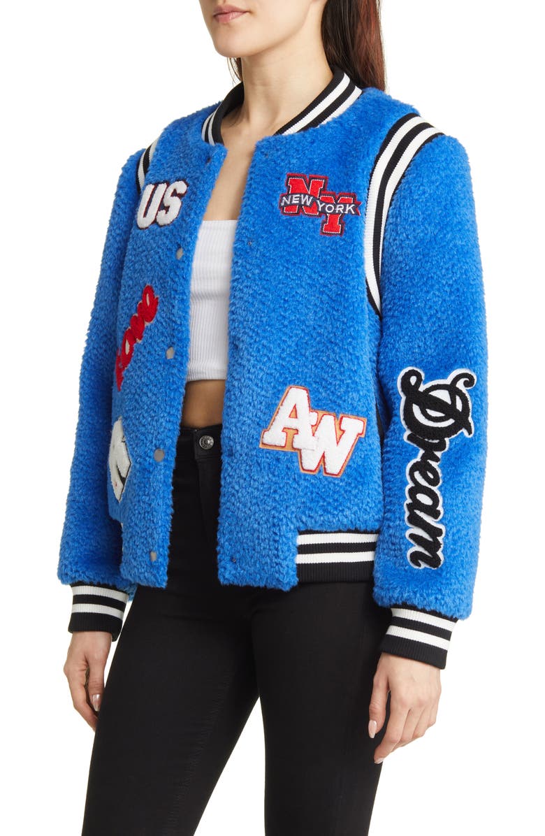 AZALEA WANG Welcome Faux Shearling Bomber Jacket, Alternate, color, 