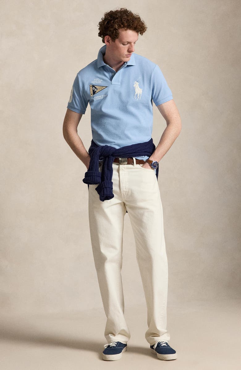 Polo Ralph Lauren Slim Fit Big Pony Piqué Polo, Alternate, color, Powder Blue