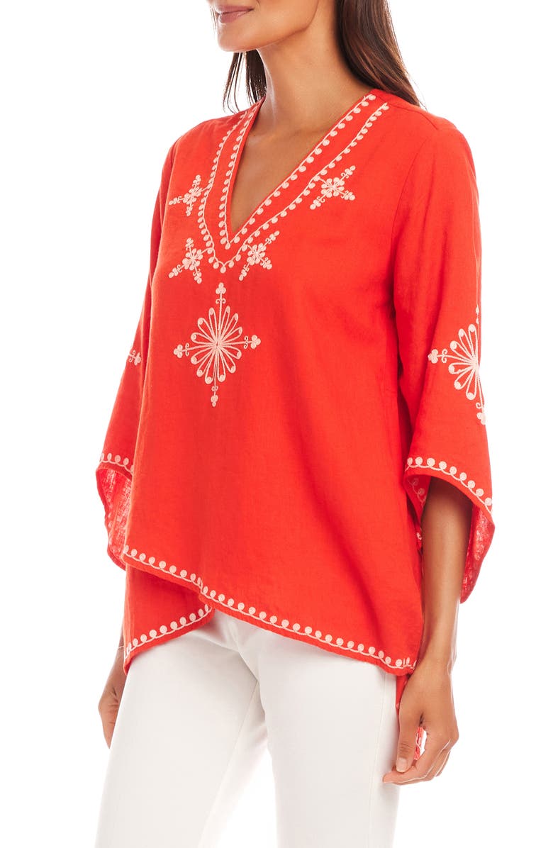 Karen Kane Embroidered Crossover Top, Alternate, color, Orange
