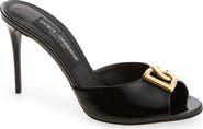 Dolce&Gabbana DG Logo Patent Slide Sandal