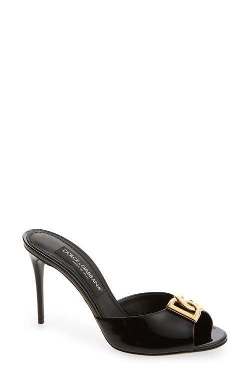 Dolce & Gabbana Dolce&gabbana Dg Logo Patent Slide Sandal In Black