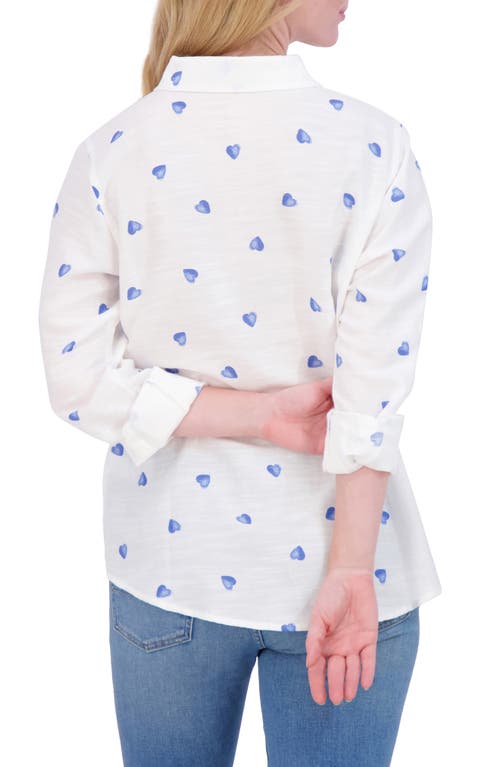Lucky Brand Heart Print Button-up Shirt In Blue Combo