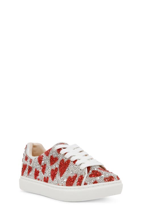 Betsey Johnson Little Girls Sidny Rhinestone Sneakers In Hearts