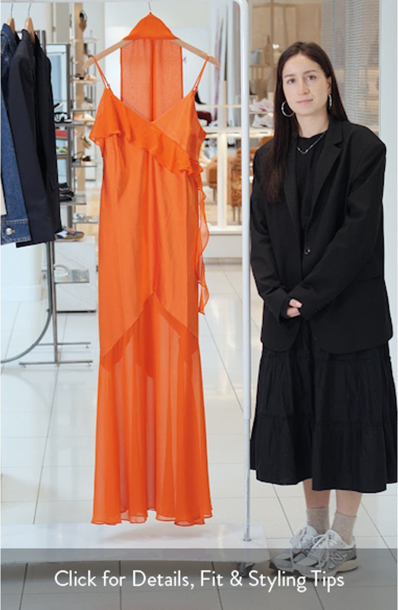 Satin & Chiffon Ruffle Maxi Slipdress, sales video thumbnail