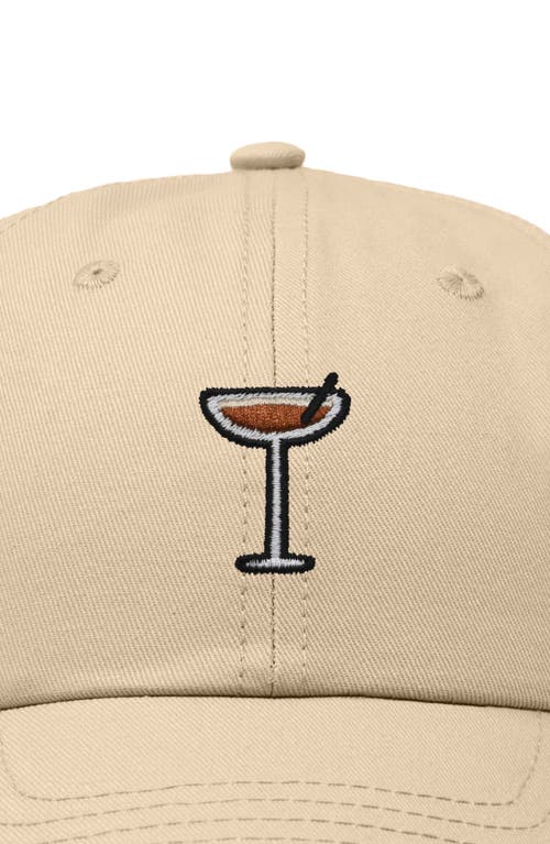 Dalix Espresso Martini Embroidered Hat In Khaki