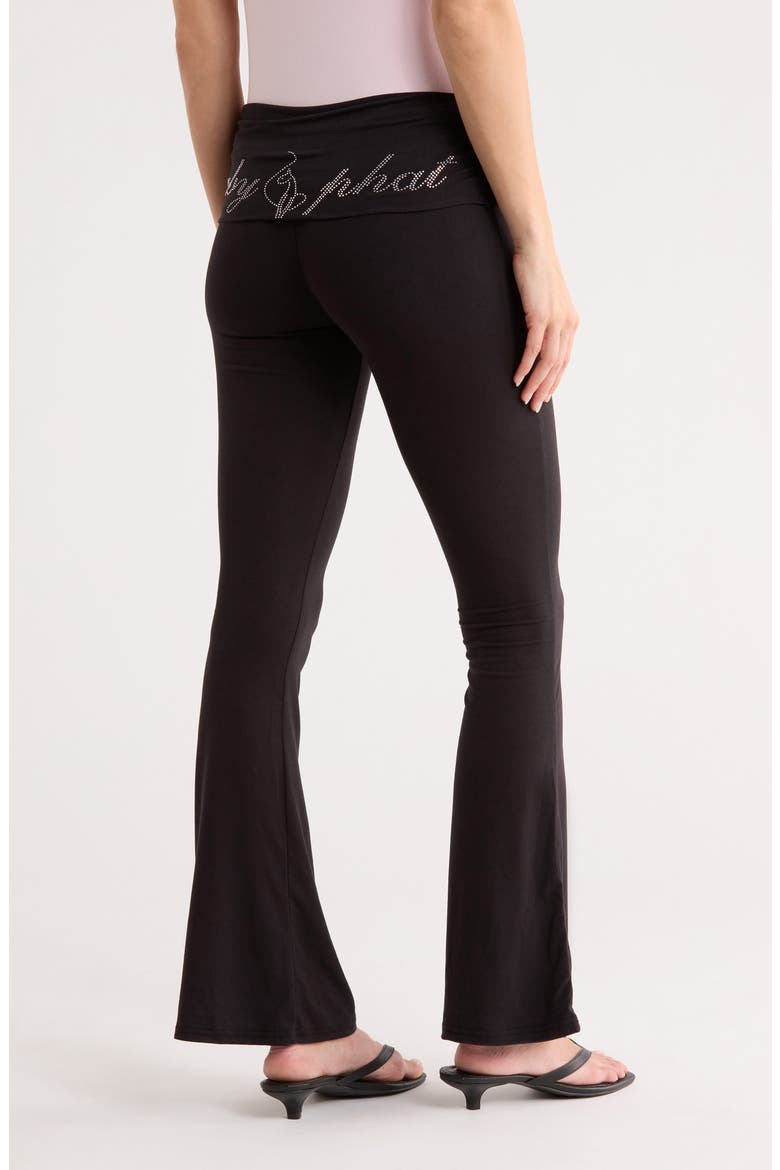 Fold Over Waist Flared Pants, Alternate, color, BLACK