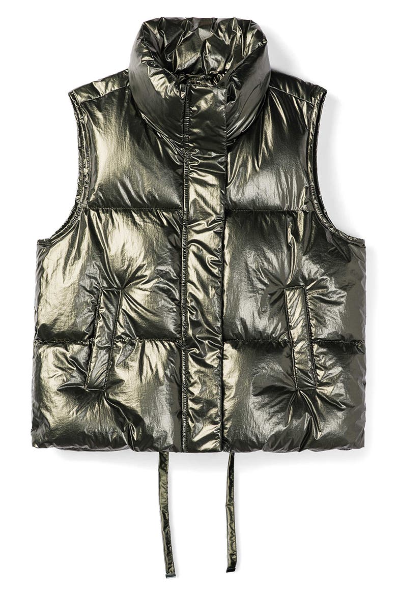Aurora Water-Resistant Puffer Vest, Alternate, color, OLIVE METAL