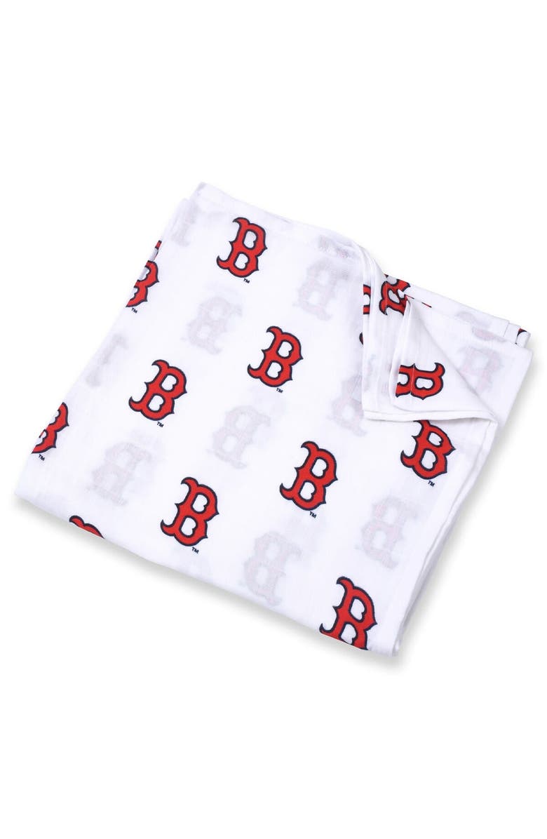 Three Little Anchors Infant Three Little Anchors White Boston Red Sox 47'' x 47'' Muslin Swaddle Blanket, Main, color, White