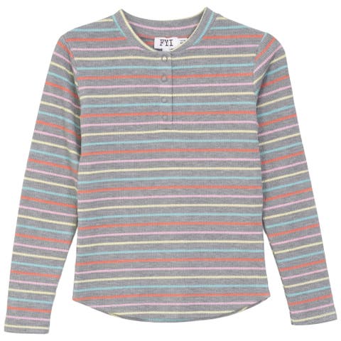 Multi Stripe Waffle Snap Front Top (Little Kid & Big Kid)