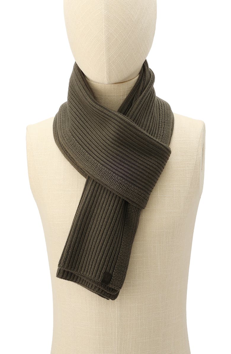 AllSaints Merino Wool Rib Scarf, Alternate, color, March Grey Marl