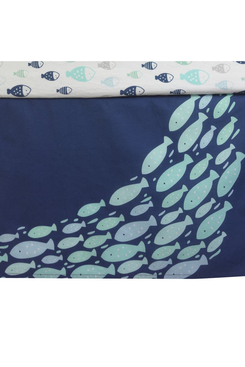 Oceania Whale with Octopus and Fish Nautical Ocean 6-Piece Nursery Baby Crib Bedding Set, Alternate, color, Blue