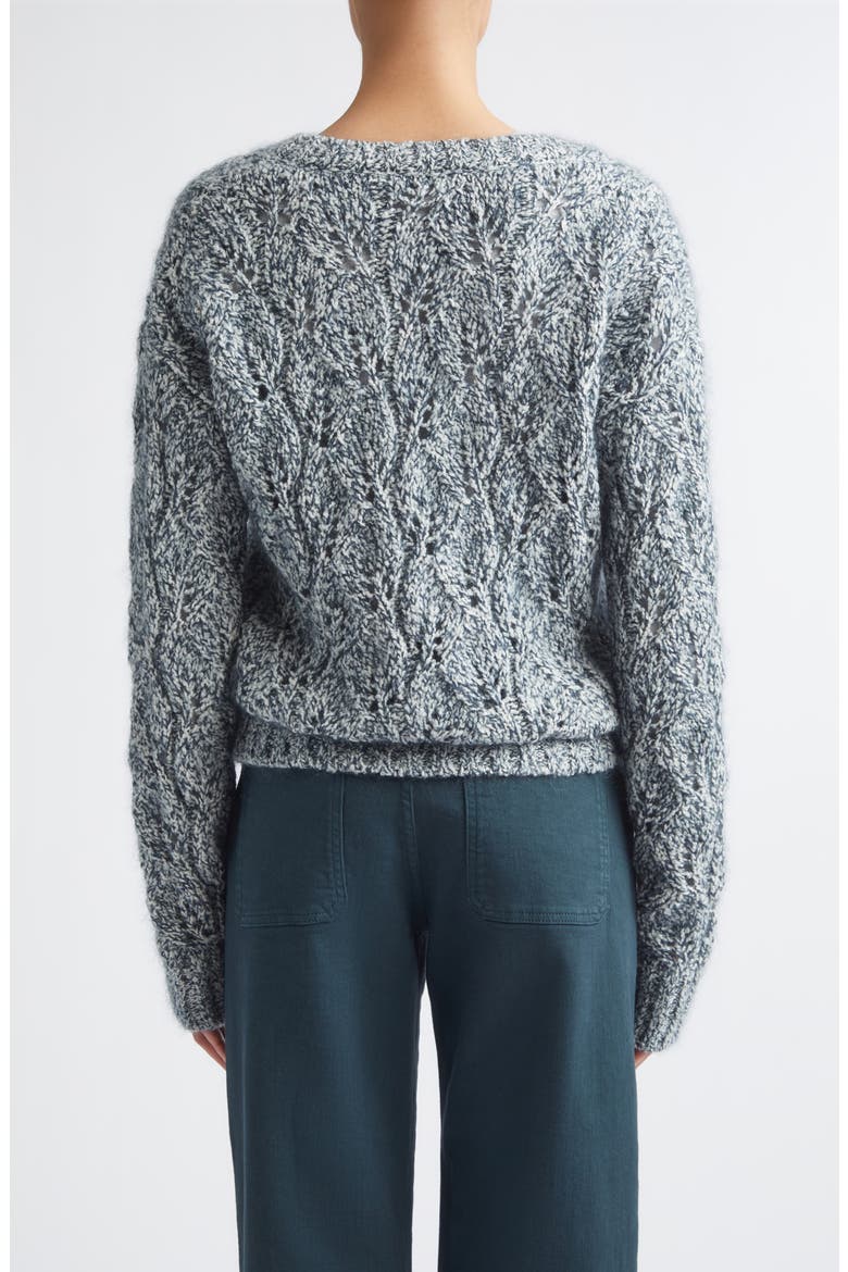 V-Neck Cable Knit Sweater, Alternate, color, 178 DARK JADE