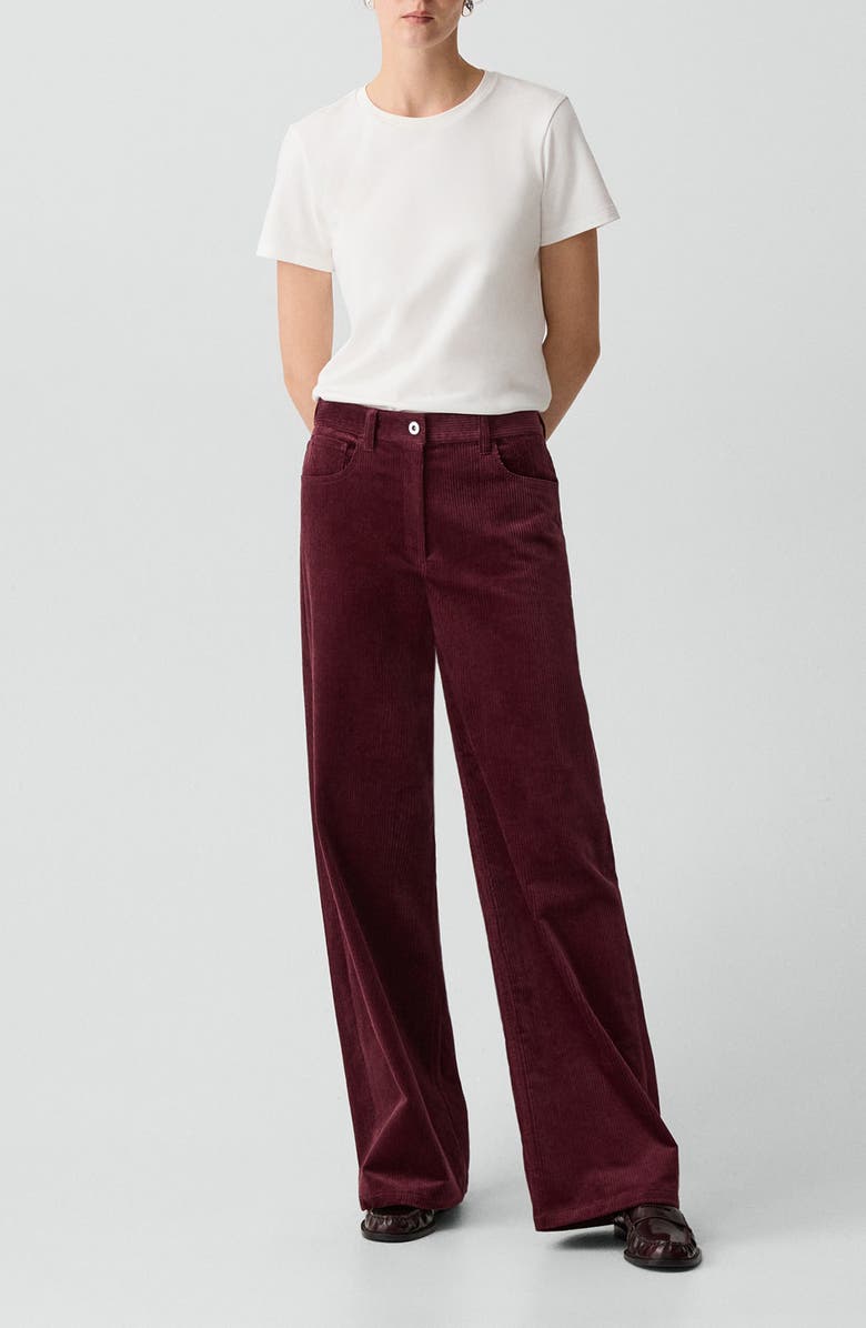 Theory Wide Leg Corduroy Pants, Alternate, color, Port Red
