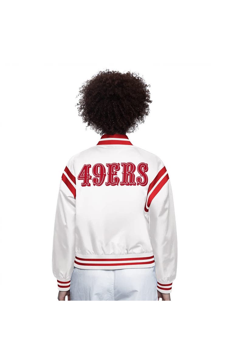STARTER Women's Starter Cream San Francisco 49ers Full Count Full-Snap Satin Jacket, Alternate, color,