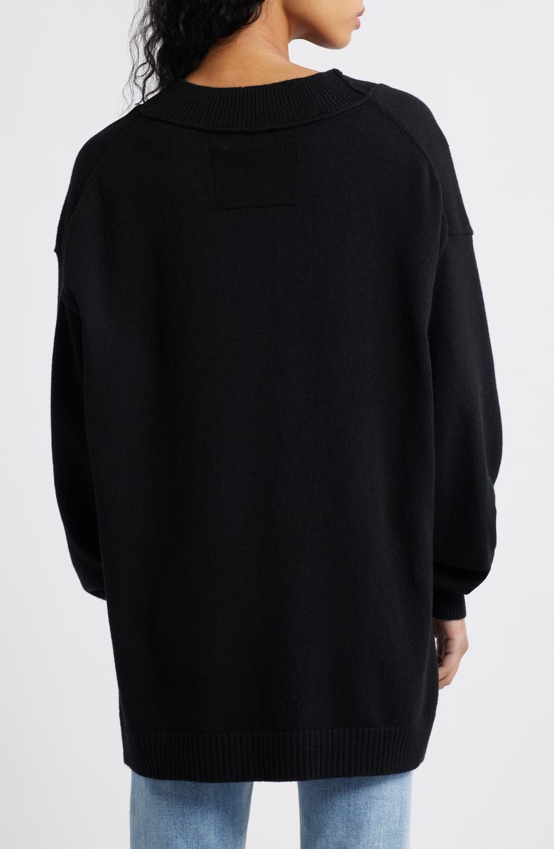 Free People Chelsea V-Neck Tunic Sweater, Alternate, color, Black Magic