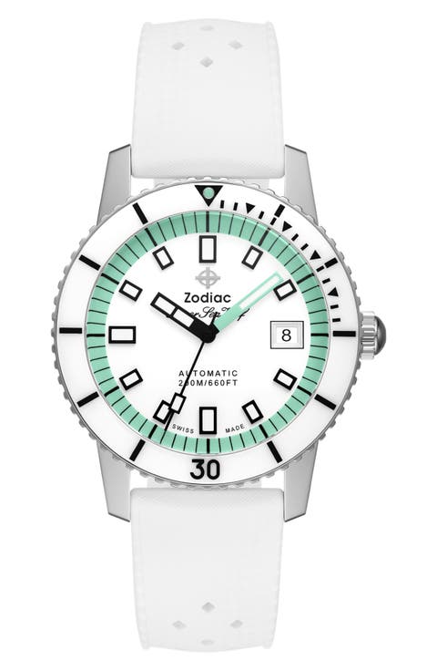 Compression Diver Automatic White Rubber Watch, 40mm