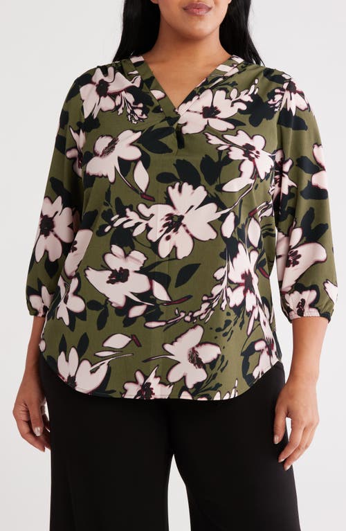 Jones New York Floral Print Tunic In Green