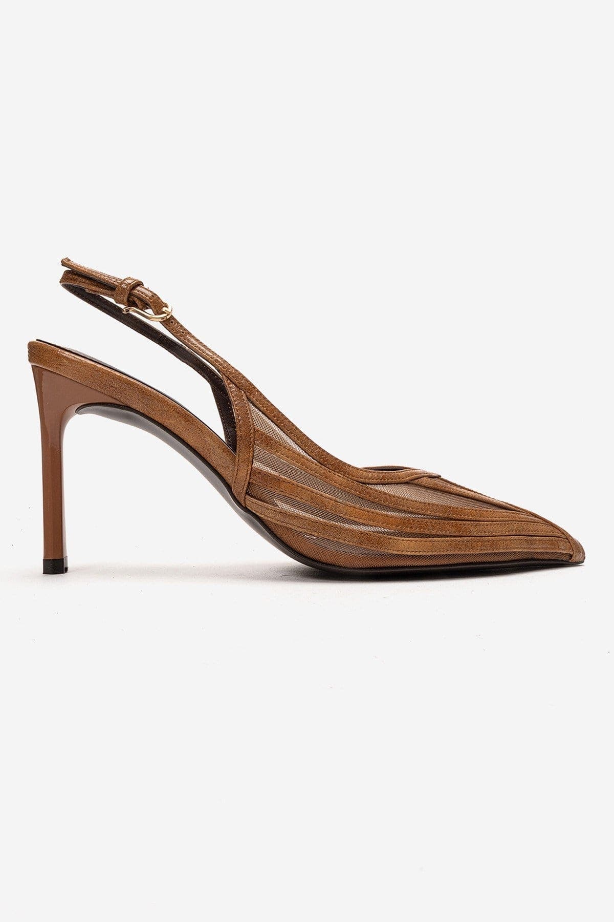 Prologue Shoes Eleana Slingback Mesh Stiletto Pump, Alternate, color, Cognac