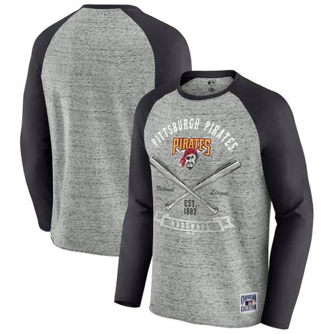 Men's Darius Rucker Collection by Fanatics  Heather Gray Pittsburgh Pirates Raw Edge Raglan Long Sleeve Baseball T-Shirt