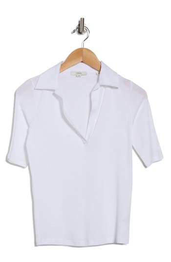 Vince Elbow Sleeve Polo In White