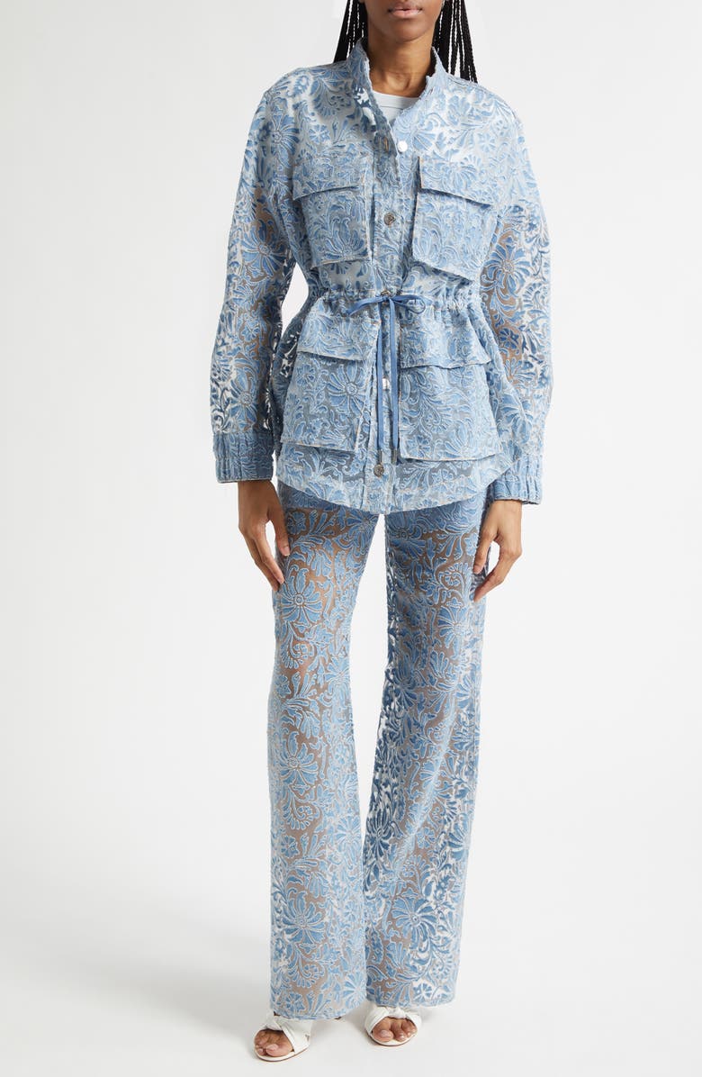 Veronica Beard Lane Burnout Floral Jacket, Alternate, color, Lakeshore