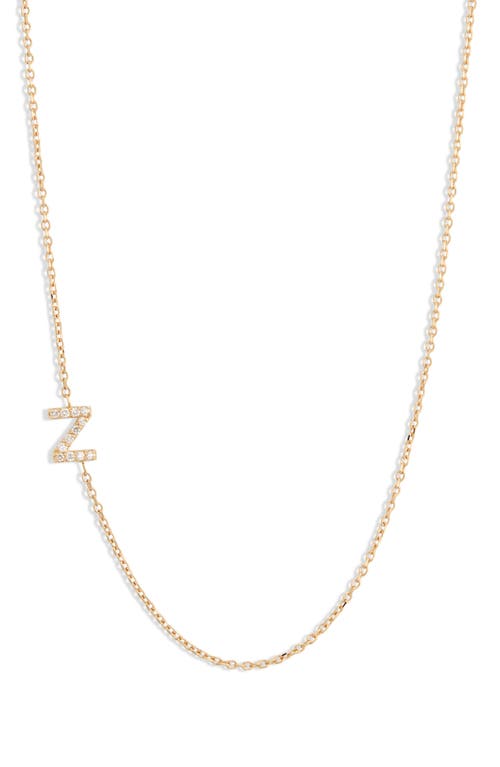 Anzie Love Letter Pavé Diamond Initial Pendant Necklace in Gold-Z 