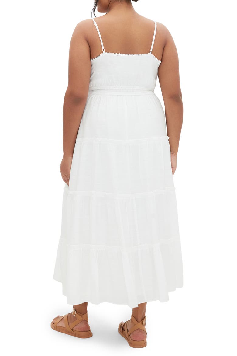 Aiza Tiered Tie Front Sleeveless Maxi Dress, Alternate, color, IVORY