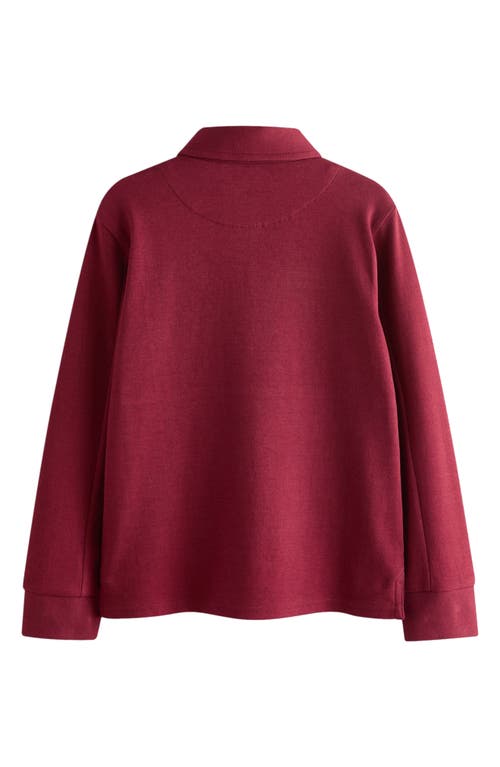 Baker By Ted Baker Kids' Long Sleeve Cotton Graphic Half Snap Polo In Red