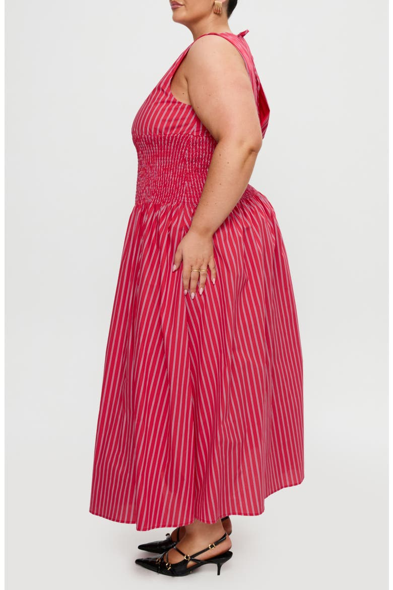 Lilienne Stripe Cotton Blend Poplin Maxi Dress, Alternate, color, RED STRIPE