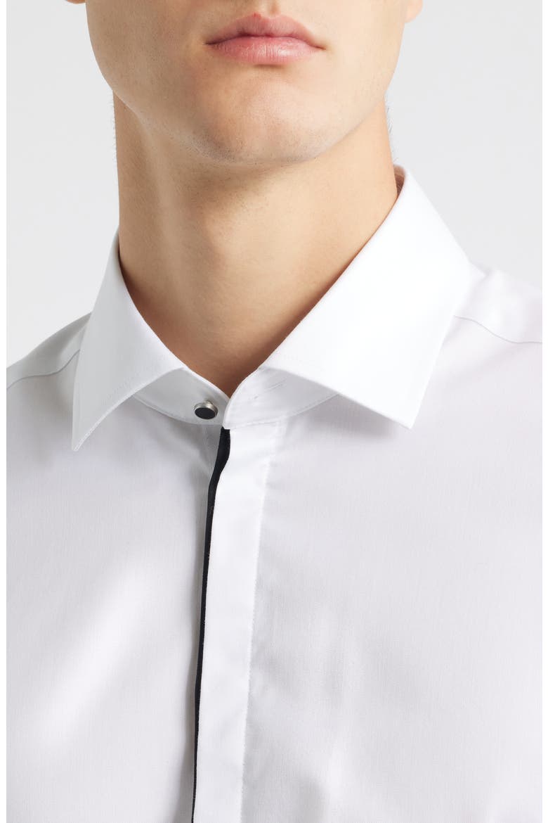 Slim Fit White Non-Iron Cotton Twill Tuxedo Shirt, Alternate, color, WHITE