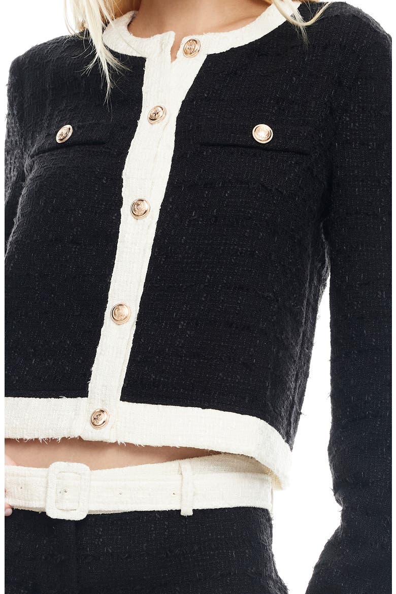 Riviera Contrast Trim Tweed Jacket, Alternate, color, ONYX