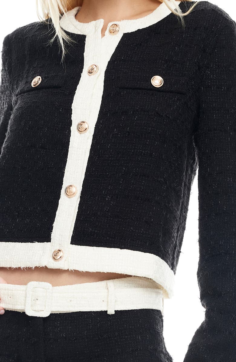 LIONESS Riviera Contrast Trim Tweed Jacket, Alternate, color, Onyx