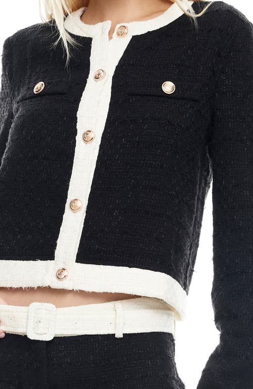 Lioness Riviera Contrast Trim Tweed Jacket In Black