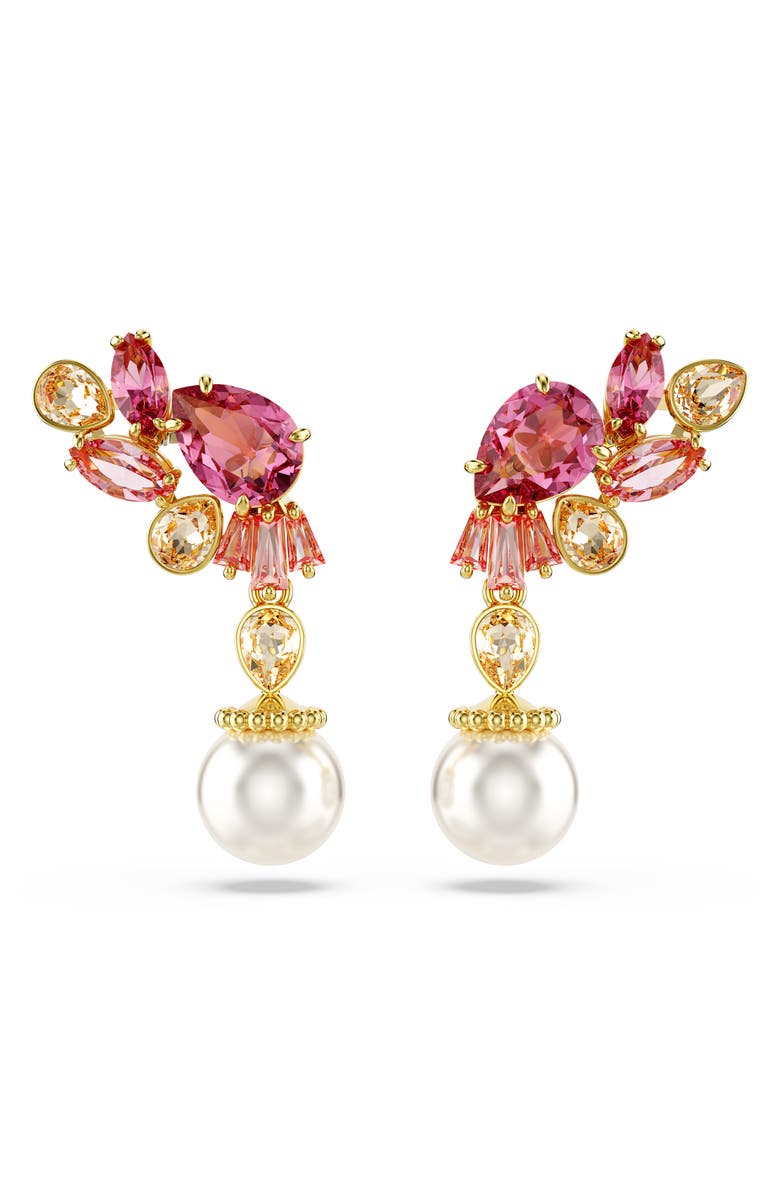Swarovski Gema Zirconia & Imitation Pearl Drop Earrings, Alternate, color, 